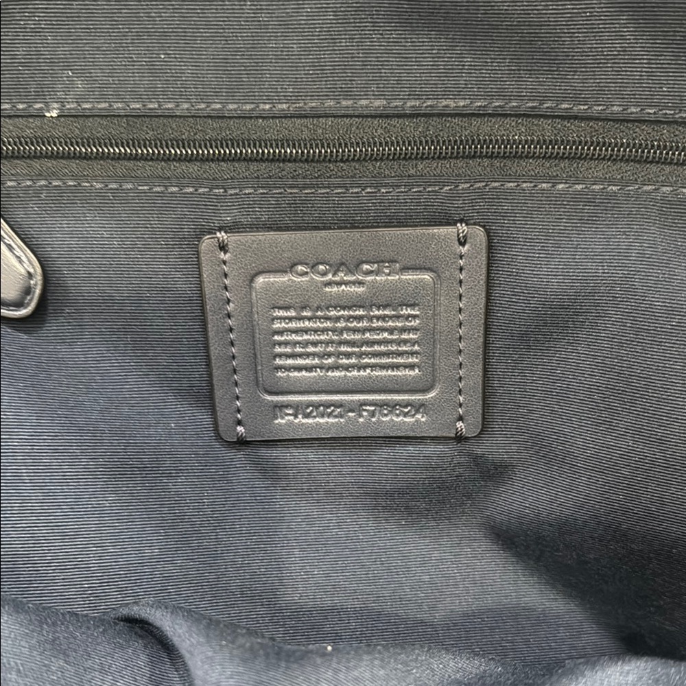 Coach Navy Leather Backpack with Gold Accents - Picture 4 of 4